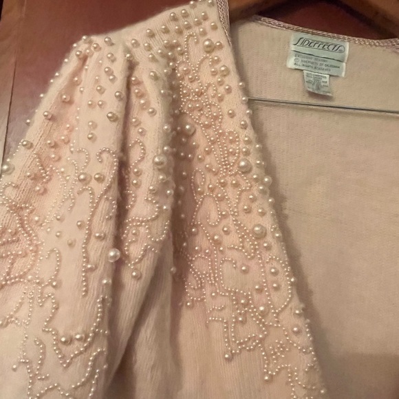 Vintage SIDEEFFECTS of California Sz Small Beaded Lambwool Rabbit Hair Sweater - Picture 5 of 11